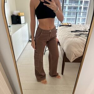 Zara Brown Wide Leg Pants with High-Waist
